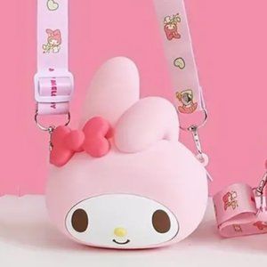 Sanrio My Melody Pink Bunny Silicone Crossbody Bag Purse (Hello Kitty & Friends)